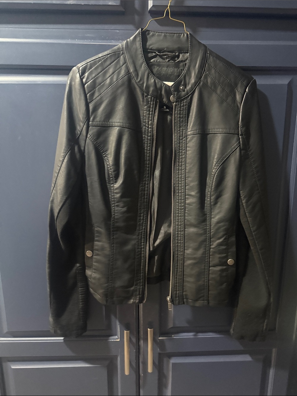MAURICES Faux Leather Black Jacket Size S